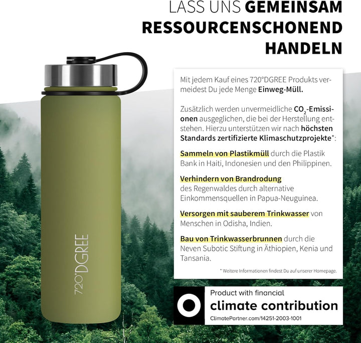 720°DGREE Edelstahl Trinkflasche “noLimit” – 1200ml - Auslaufsicher, Kohlensäure geeignet, BPA-Frei