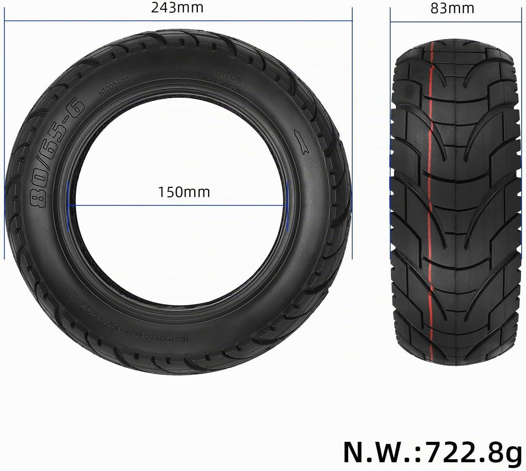 80/65-6 Strassenreifen Verdickter 10-Zoll-Luftreifen für Kukirin G2 MAX,Kukirin G3 Pro,Kugoo M4/M4 P
