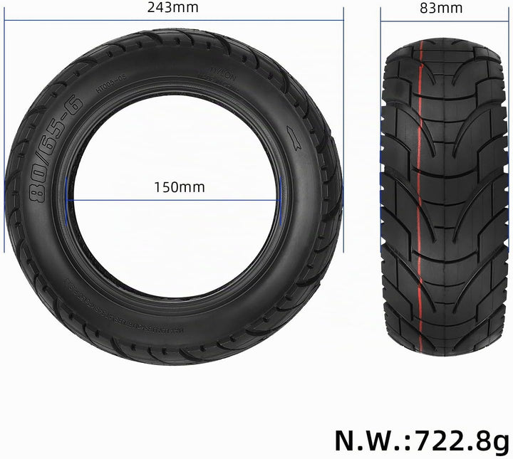 80/65-6 Strassenreifen Verdickter 10-Zoll-Luftreifen für Kukirin G2 MAX,Kukirin G3 Pro,Kugoo M4/M4 P