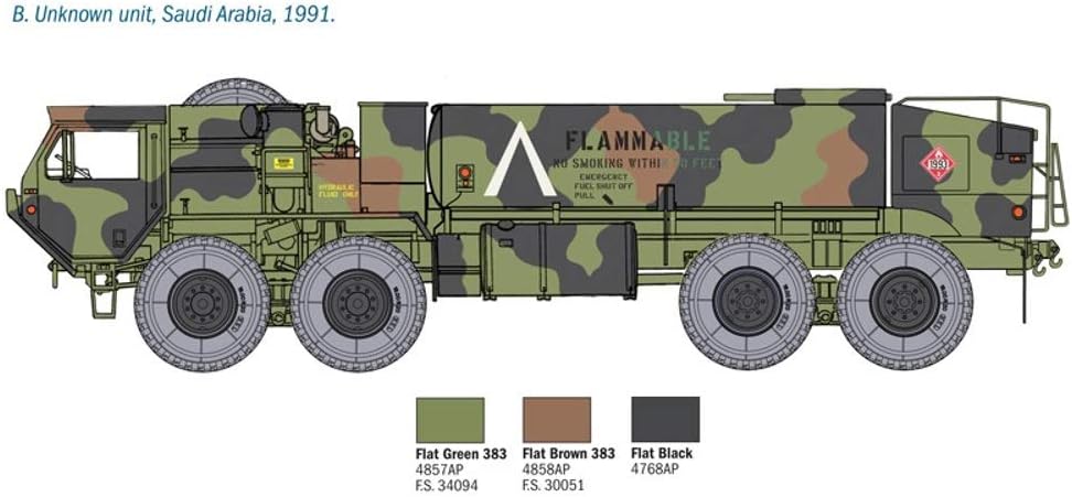 Italeri 510006554" 1:35 Mod. US M978 Fuel Service Truck Fahrzeug, Nicht bemalt