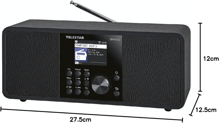 Telestar DIRA S 2 Multifunktions-Stereoradio Digiradio, Hybridradio, DAB+/UKW Stereo Schwarz, Stereo