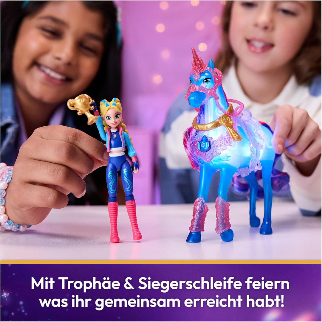 Unicorn Academy - Train and Glow River mit Isabel Set, ca 12 cm Originalfiguren zur Netflix Serie, m