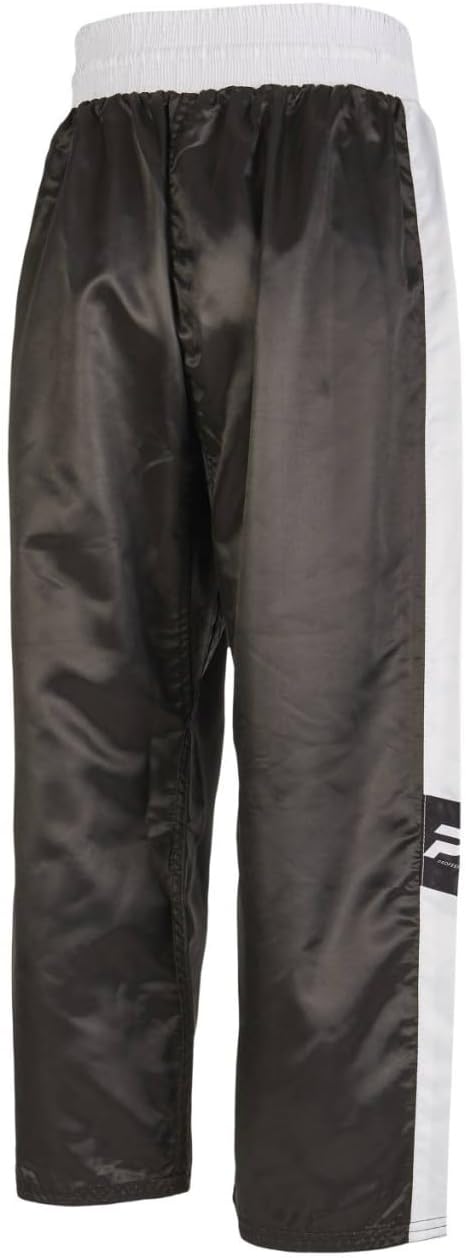 Kickboxhose PX Topfight - schwarz-weiss mit Gummibund - Kickboxing Kampfsport Hose lang - Grösse 120