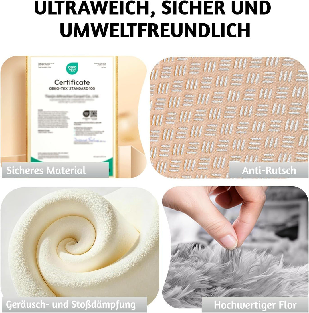 MARATIP Plüsch Teppich Rund,Flauschiger Teppich Rund, modernes Wohnzimmer, Kinder Mädchen,weicher un