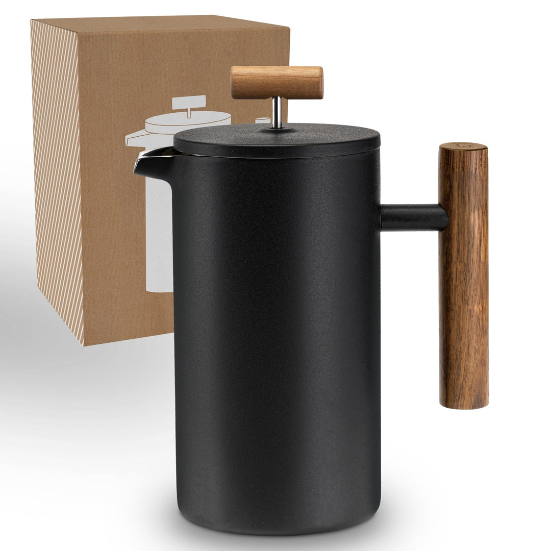 LAMBDA COFFEE® CALDERA Thermo French Press klein Edelstahl | 0,35 Liter - 1-2 Tassen I Kaffeebereite
