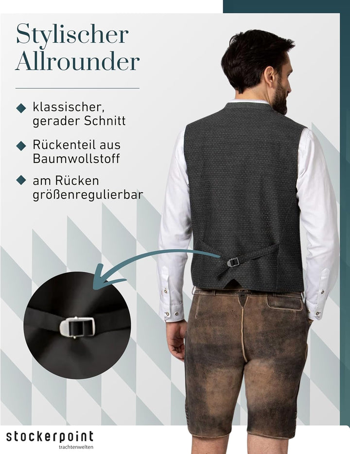 Stockerpoint Herren Weste Pino Trachtenweste 50 Grau, 50 Grau