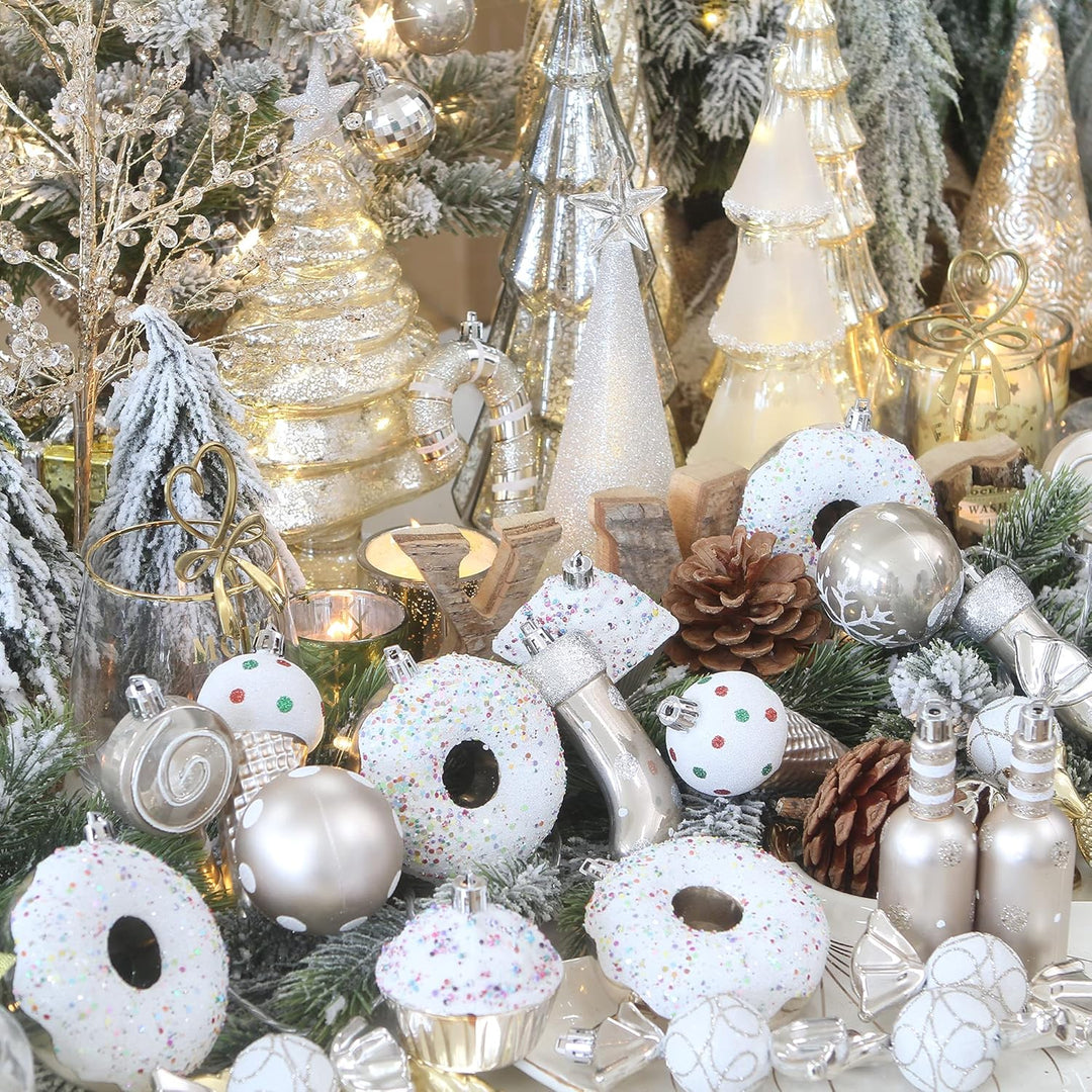 Sea Team 80er-Pack Verschiedene bruchsichere Weihnachtskugel Ornamente Set dekorative Kugeln Anhänge