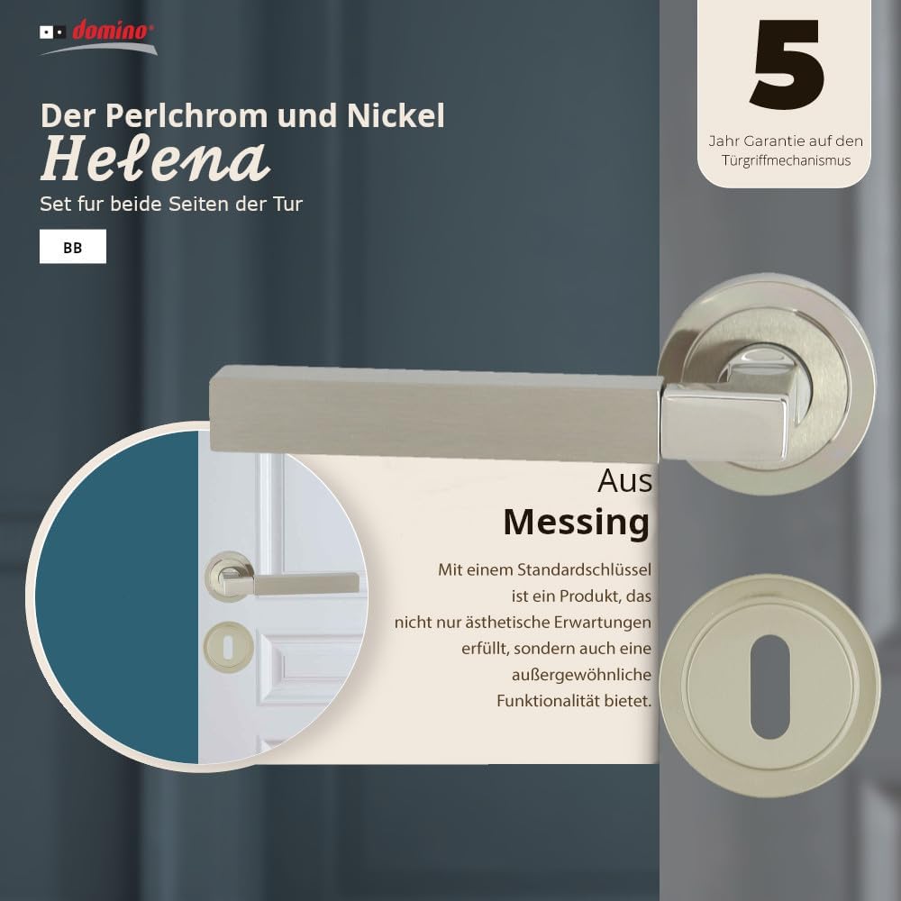 domino Türgriff HELENA-R M7/M9 BB-Buntbart Drückergarnitur für Zimmertüren Türdrücker-Set Rosetten-G