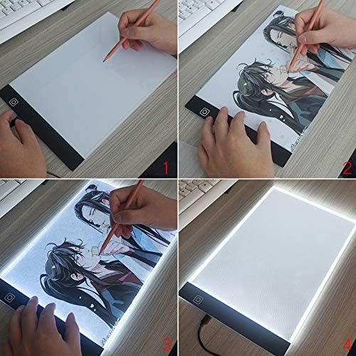 OHMG 4 mm Leuchttafel A4 Zeichnung, Leuchttisch, ultradünn, mit verstellbarer Helligkeit, LED, Zeich