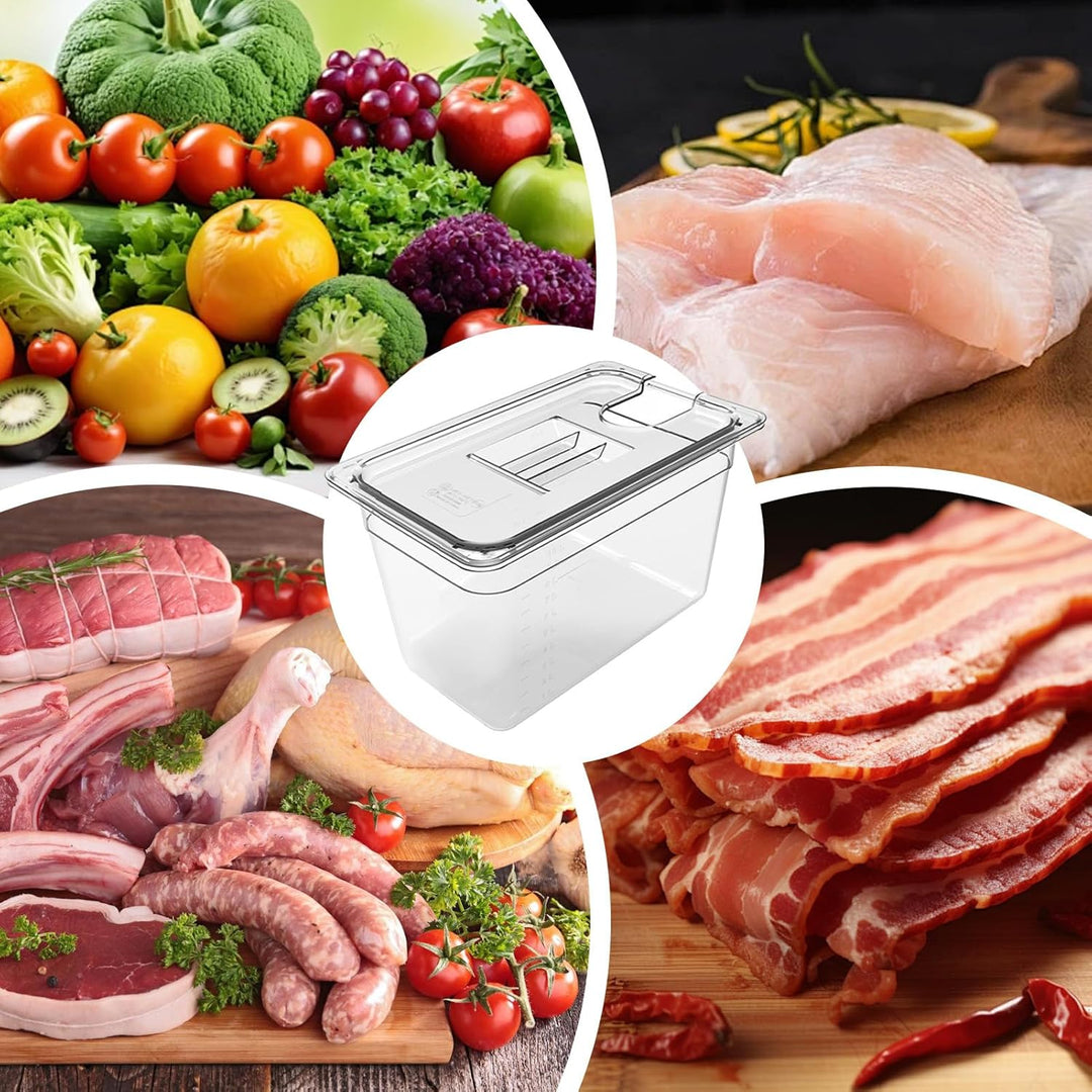 Sous-Vide-Behälter, Aufbewahrungsbox für Herd, 32 x 26 cm, luftdichter Deckel, tragbar, transparent,
