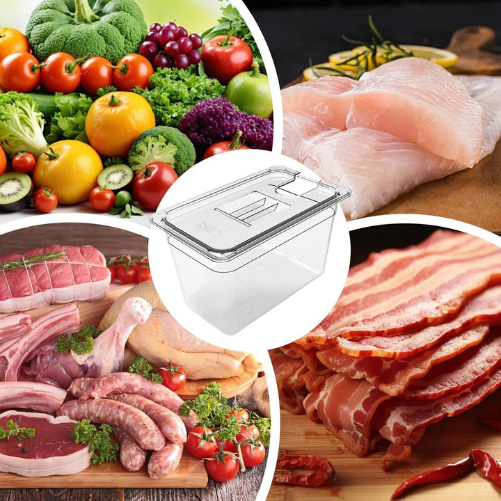 Sous-Vide-Behälter, Aufbewahrungsbox für Herd, 32 x 26 cm, luftdichter Deckel, tragbar, transparent,