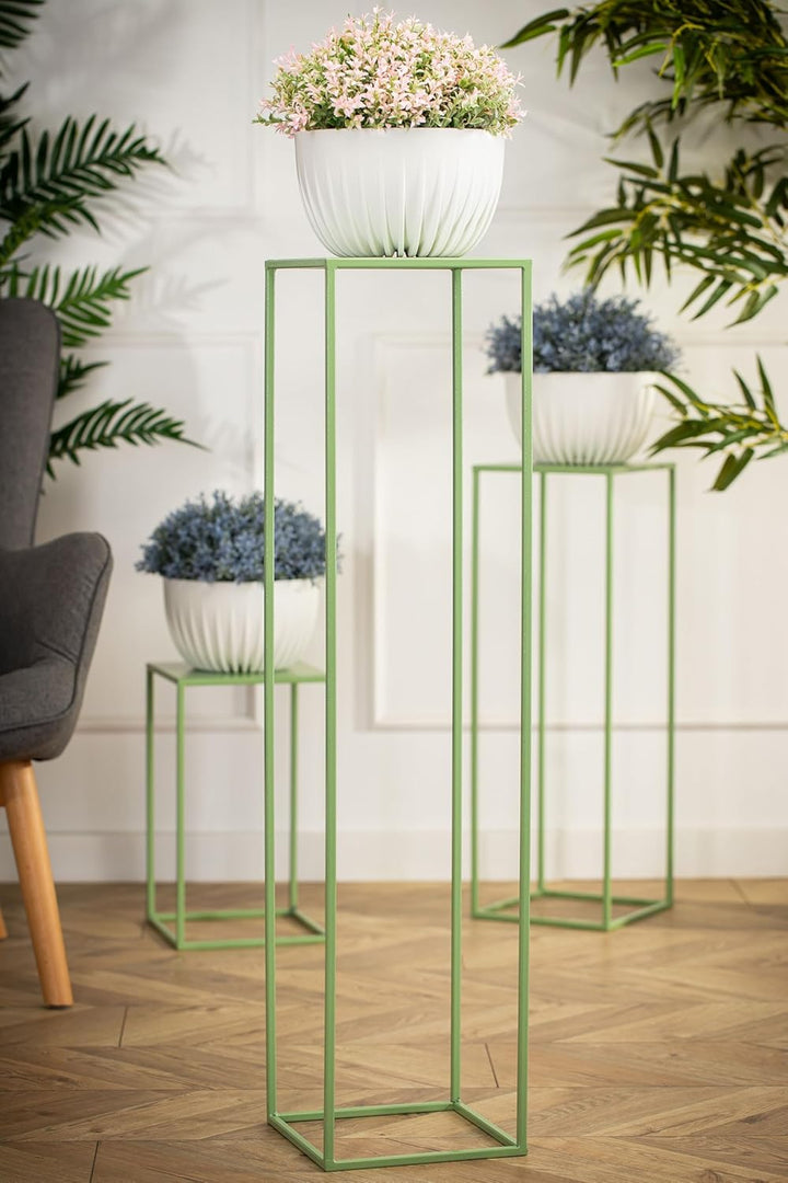 Blumenständer Metall Grün 100 cm Hoch - Solider und Robuster Blumenhocker Metall - Pflanzenständer f