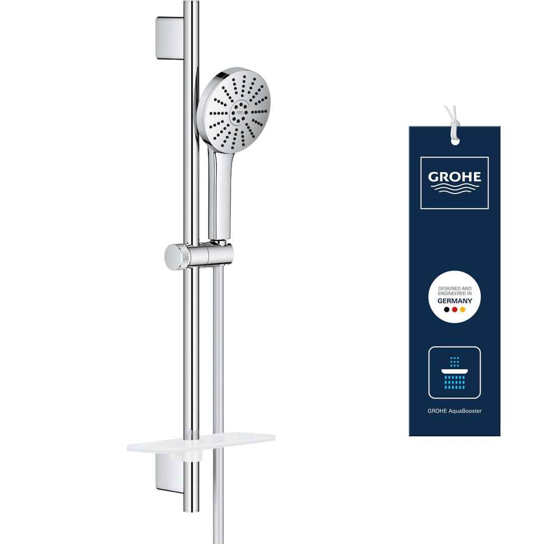 GROHE Vitalio Joy+ 120, Duschset wassersparend, 6l pro Min (Brausestangenset mit: Duschkopf 3 Strahl