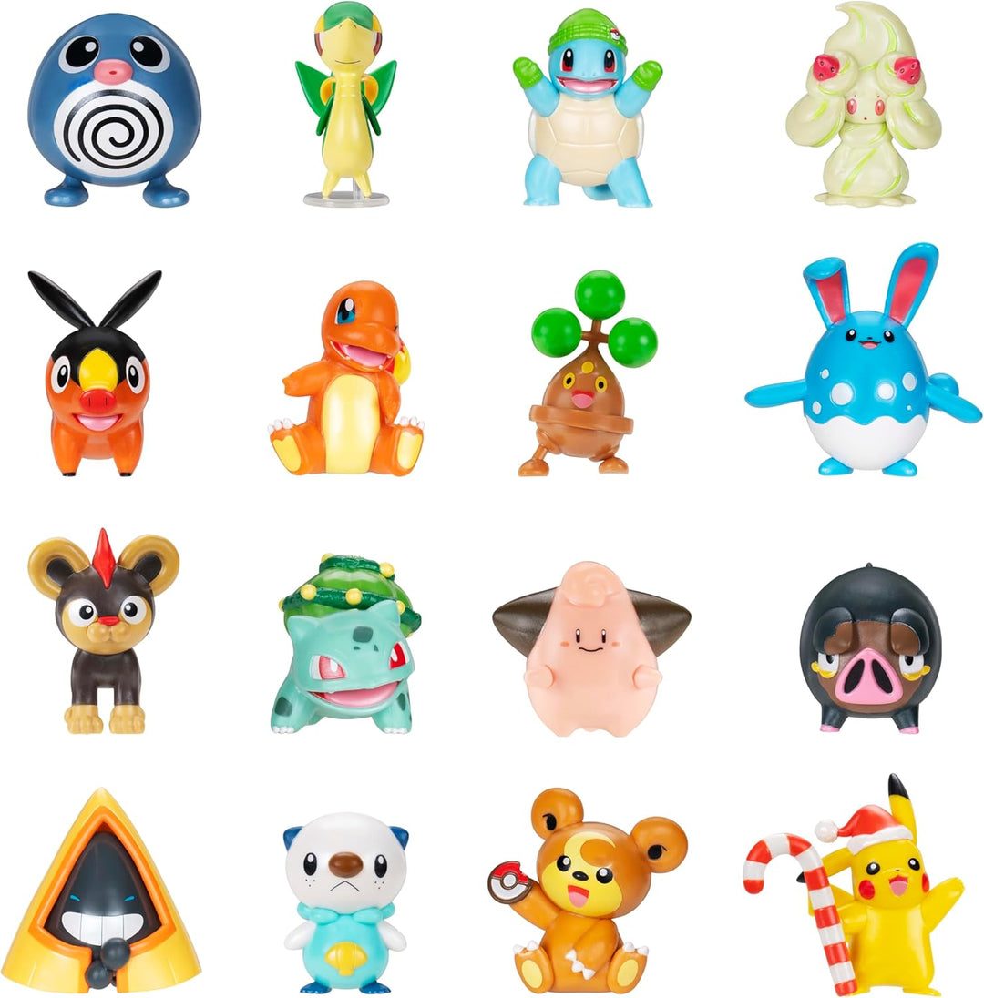 Pokémon PKW4116 - Adventskalender 2025 – Mit 16 exklusiven Battle-Figuren (ca. 5 cm) und 8 festliche
