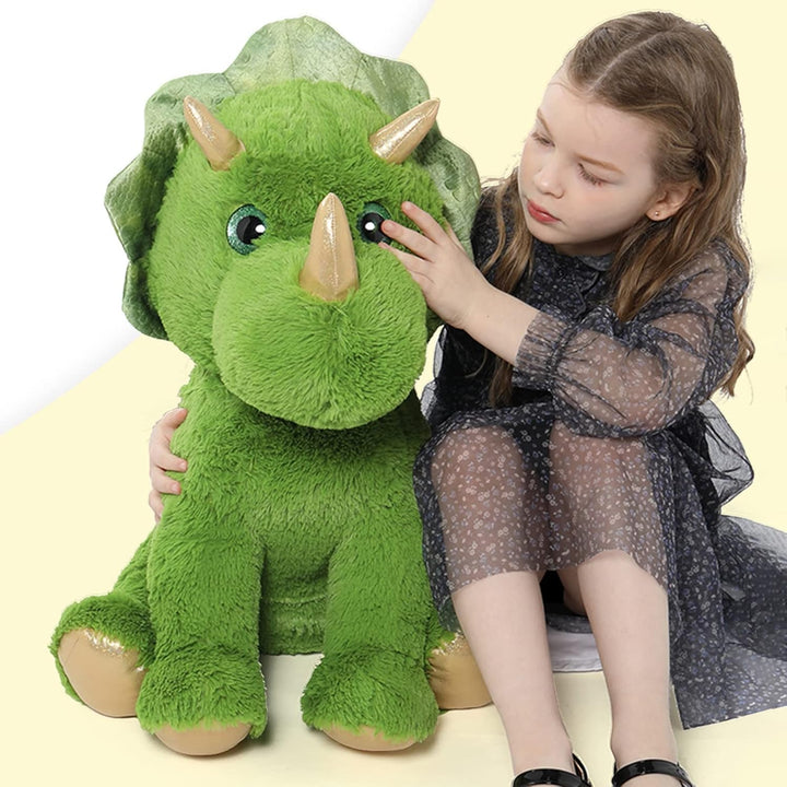 MorisMos Weich gefülltes Triceratops Plüschtier für Kinder, Riesen Dinosaurier Kuscheltier, 62cm Din