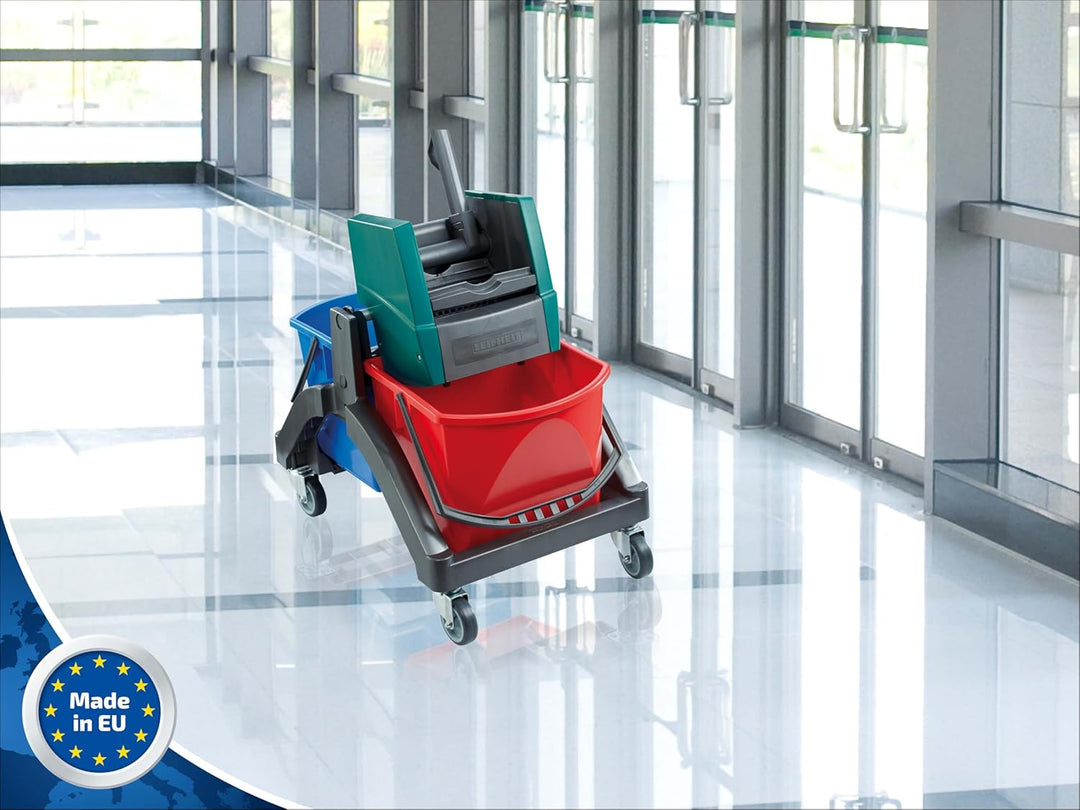 Leifheit Professional Nasswischwagen Duo mit zwei 17 L Eimern, hochwertiger und stabiler Reinigungsw