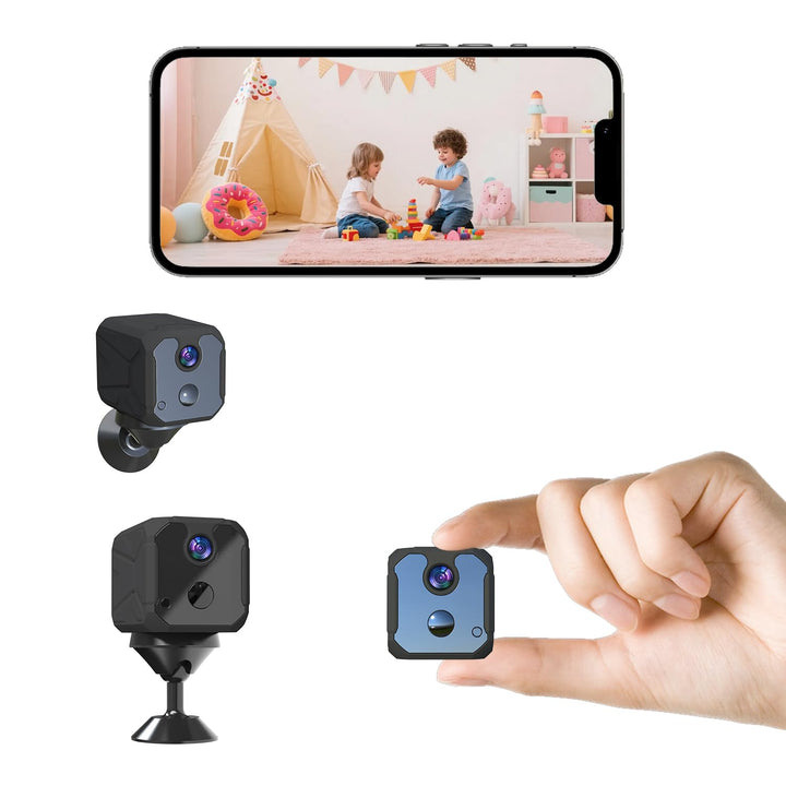 ZHENHAN Mini Kamera,2.4 GHz WLAN Überwachungskamera Innen Akku mit Nachtsicht, Kamera überwachung in