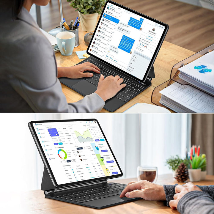 Bettdow für iPad Air 13 Zoll M3 2025/M2 2024/iPad Pro 12.9" Tastatur Hülle, Schwebendes Magnetisches