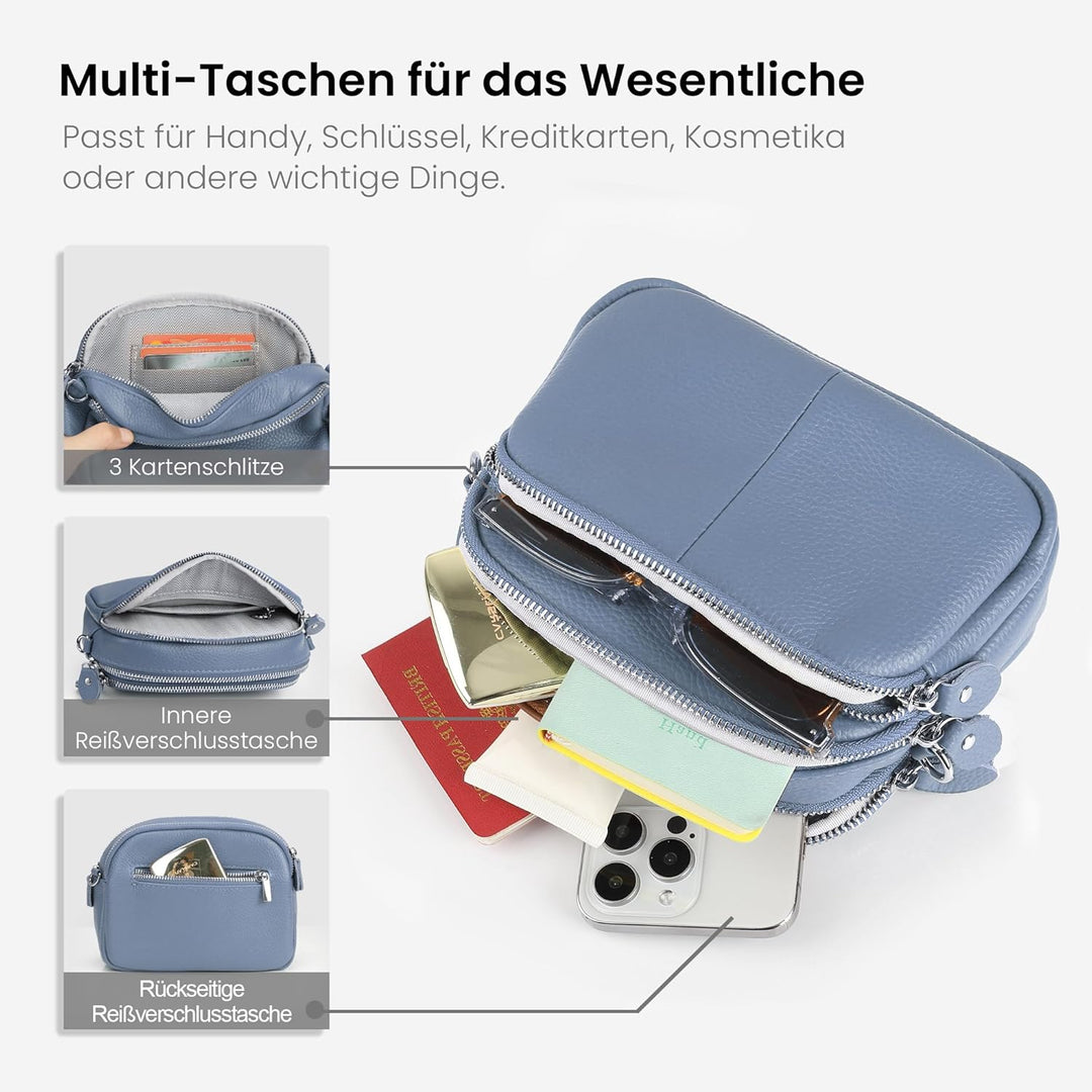 befen Crossbody Bag Damen Echtes Leder Umhängetasche Klein Damen Handytasche zum Umhängen, Moderne H