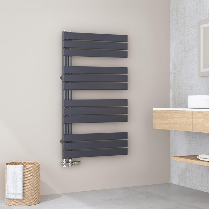 EMKE Handtuchheizkörper Flach 1320x600 mm, Badheizkörper Handtuchhalter mit Seitenanschluss, Effizie