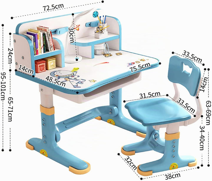 Kinderschreibtisch Höhenverstellbar, Tisch und Stuhl Set mit Schublade Kinderzimmer Möbel Mädchen Ju