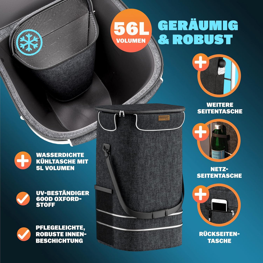 Monzana 2in1 Einkaufstrolley 56L bis 50 kg klappbar abnehmbare Tasche Handwagen Einkaufswagen Einkau