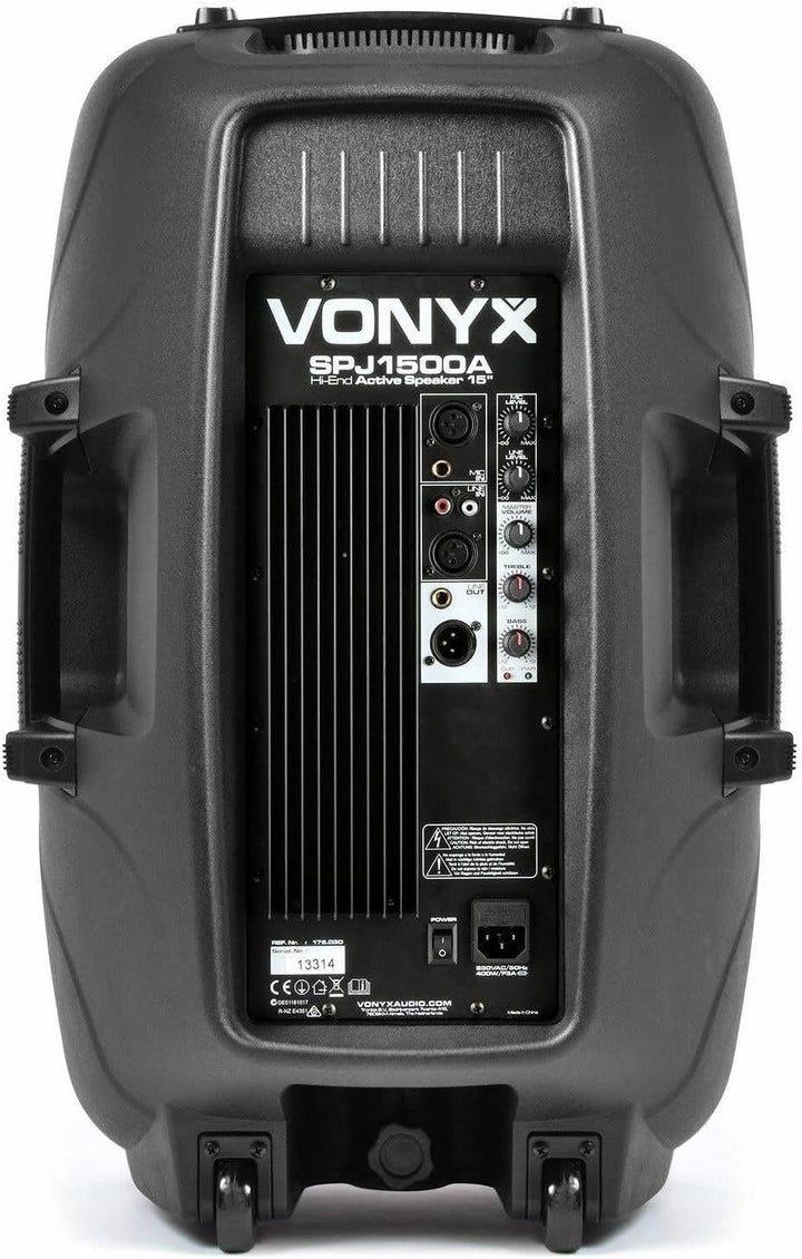 Vonyx SPJ-1500A, PA Aktiv Lautsprecher, DJ Box, 800 Watt 15 Zoll High End aktiver Speaker, DMX, Cinc