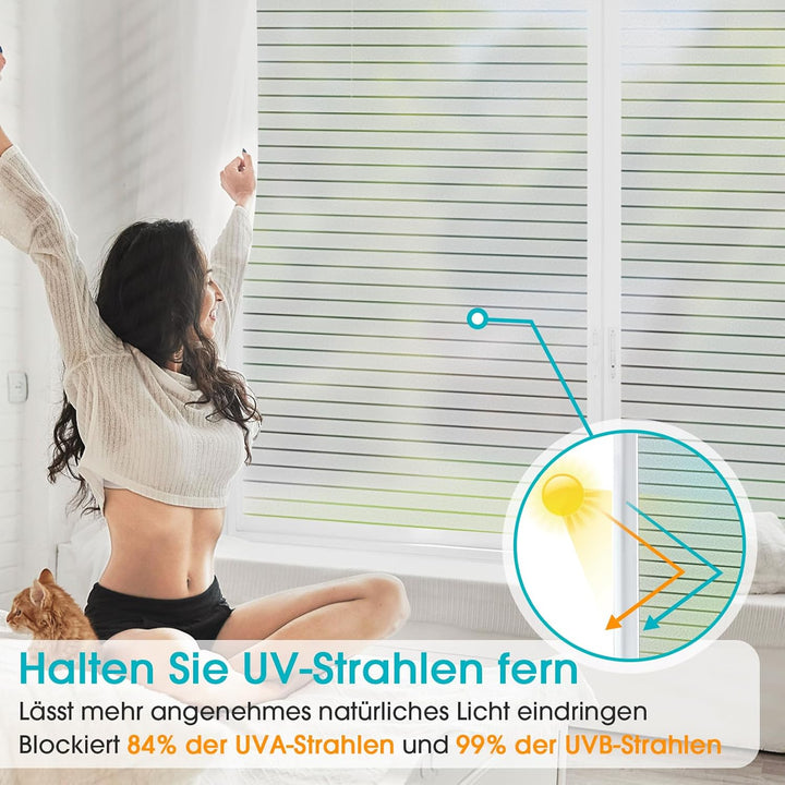 Lifetree Fensterfolie Streifen Sichtschutzfolie Selbstklebend Fensterfolie mit statischer Haftung An