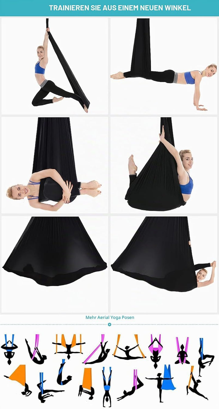 Yoga-Set für Erwachsene, Yoga-Zubehör, 500 kg Belastung, inkl. Kompletter Installationshardware Blac