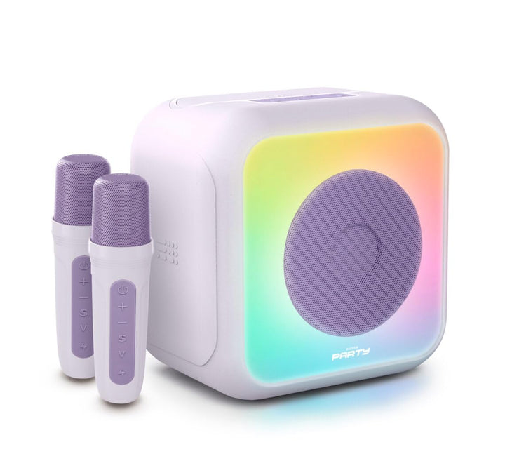 Enceinte karaoké lumineuse - BIGBEN - Lavande - Bluetooth, 30W, 2 micros sans fil USB-C, Égaliseur,
