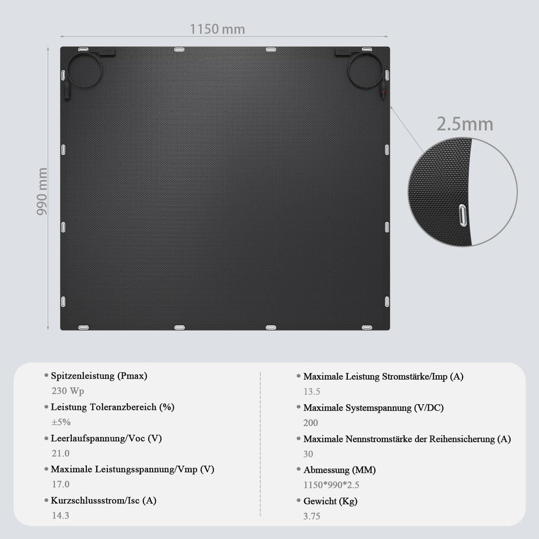 Solarpanel Flexibel, 460W Solarpanel Camping, 230W x2 Komplett Schwarze Solarmodul, Geeignet für Bal