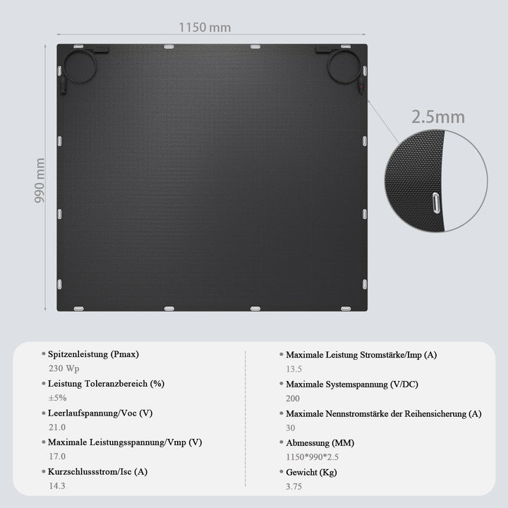 Solarpanel Flexibel, 460W Solarpanel Camping, 230W x2 Komplett Schwarze Solarmodul, Geeignet für Bal