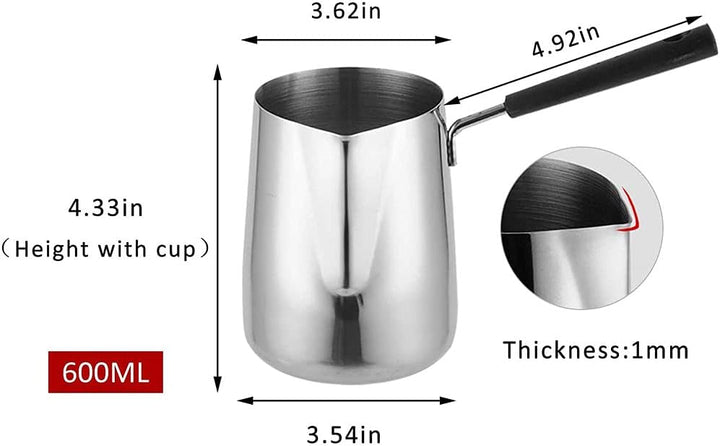 Edelstahl Türkische Kaffeekanne, Mokkakanne, Aufschäum-Milchkännchen, Türkische Kaffeekanne mit Grif