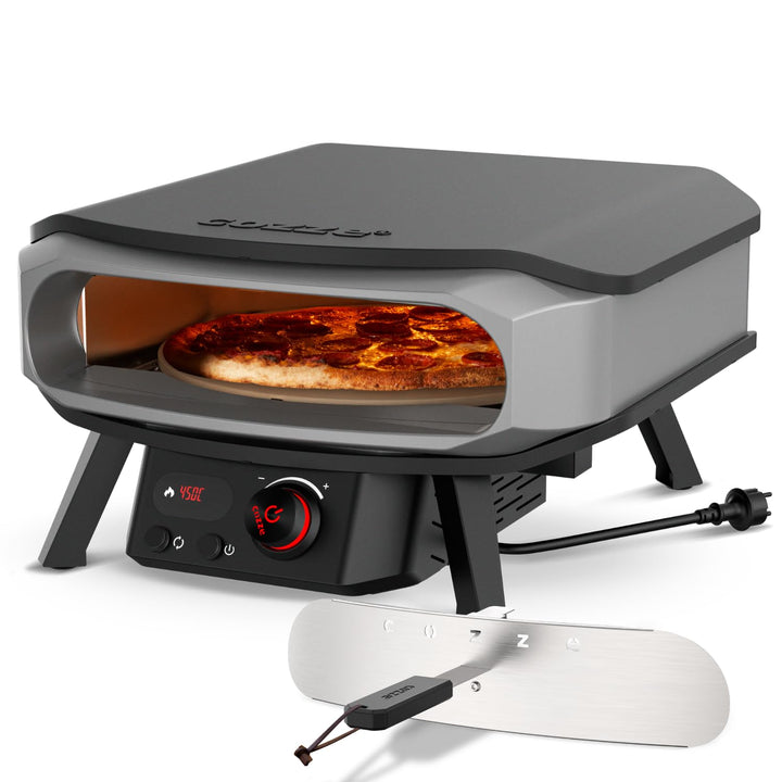 cozze® 17" PREMIUM ROTATE Pizzaofen Elektrisch mit Drehstein inkl. Regler und 2 m. Stecker, 230V – P