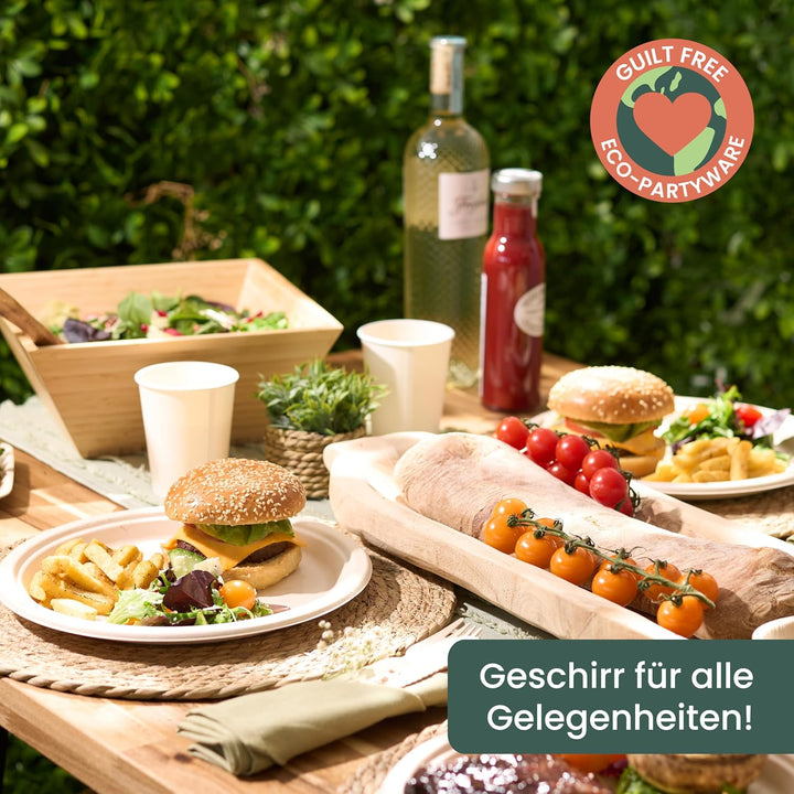 HAAGO 96 Zuckerrohr Bagasse Einwegteller für Geburtstage, Hochzeiten, Partys, 26cm - Stabil, Umweltf