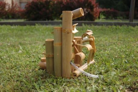 Bambus Wasserspiel Gartendeko Brunnen Wasserfall Kaskade für Garten Gartenteich Terrasse Balkon 32 c