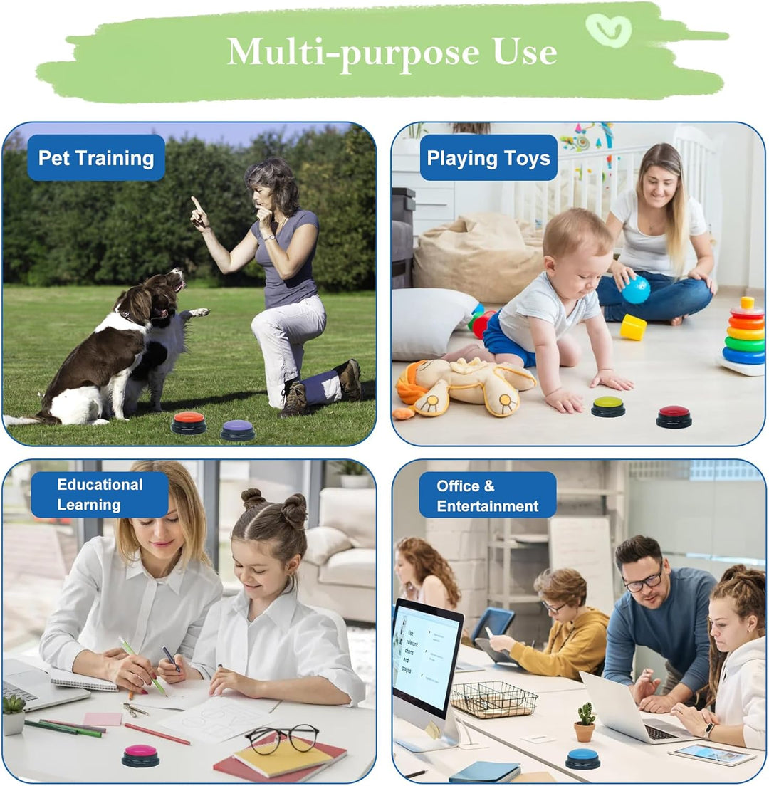 Set von 6 Hunde-Tasten für die Kommunikation, Sprachaufzeichnbare Tasten für den Klassenzimmer, Hund