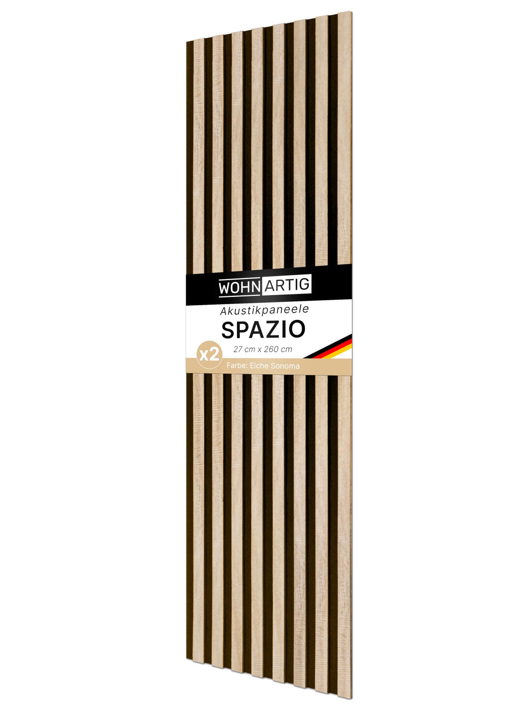 Akustikpaneele Spazio - 260 cm x 54 cm* set - (set = 2 Stück 260 cm x 27 cm) | Farbe: Eiche Sonoma |