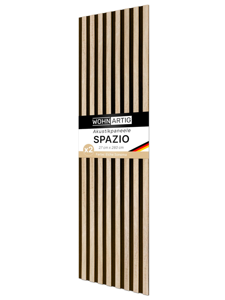 Akustikpaneele Spazio - 260 cm x 54 cm* set - (set = 2 Stück 260 cm x 27 cm) | Farbe: Eiche Sonoma |
