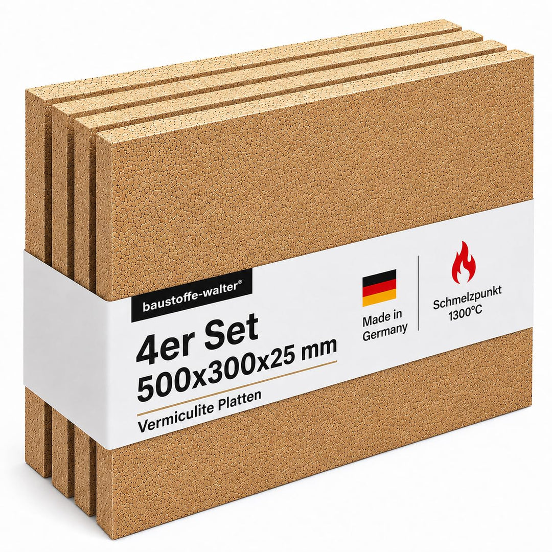 HeWaTherm Vermiculite 4 Platten 500 x 300 x 25 mm Feuerraum Auskleidung Schamotte Ersatz