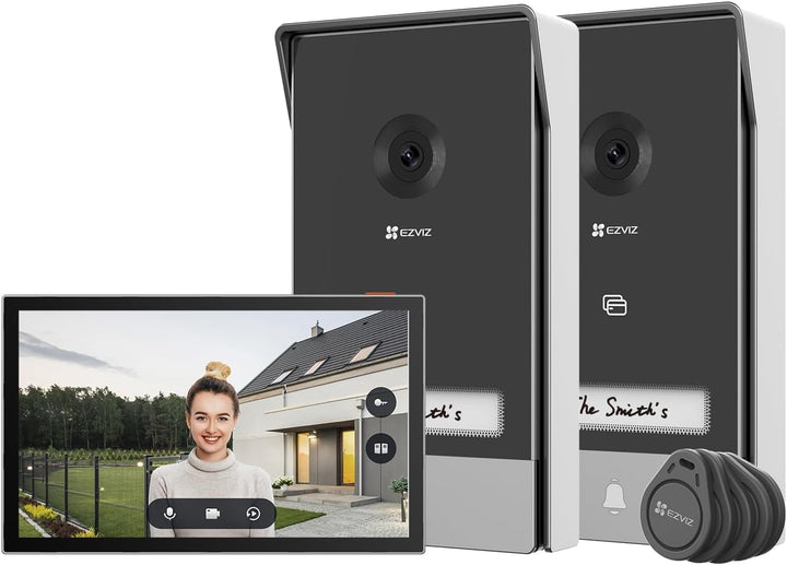 EZVIZ 2K Video Türklingel Kit mit Türsprechanlage*2 und 7" Farb-Touchscreen, KI Personenerkennung un