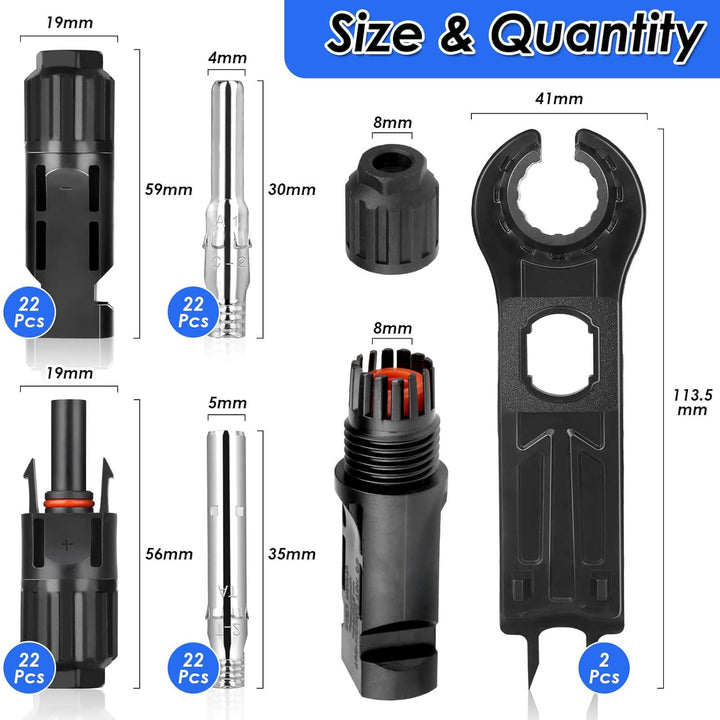 22 Paar Solarstecker,Selizo IP67 Stecker Solarpanel Stecker Männlich/Weiblich Solarpanel Kabelstecke