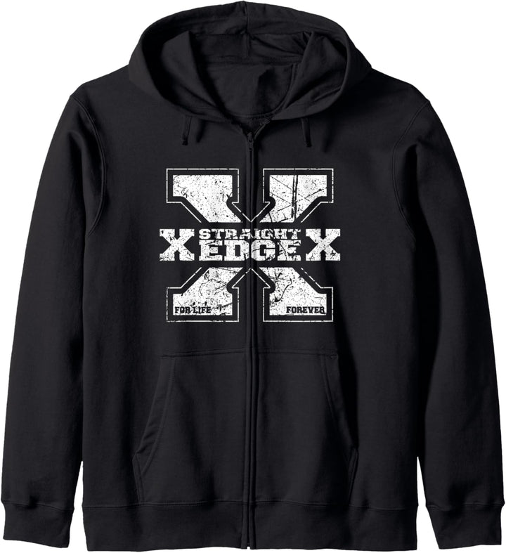 Straight Edge Forever Schriftzug Straight Edger For Life sXe Kapuzenjacke