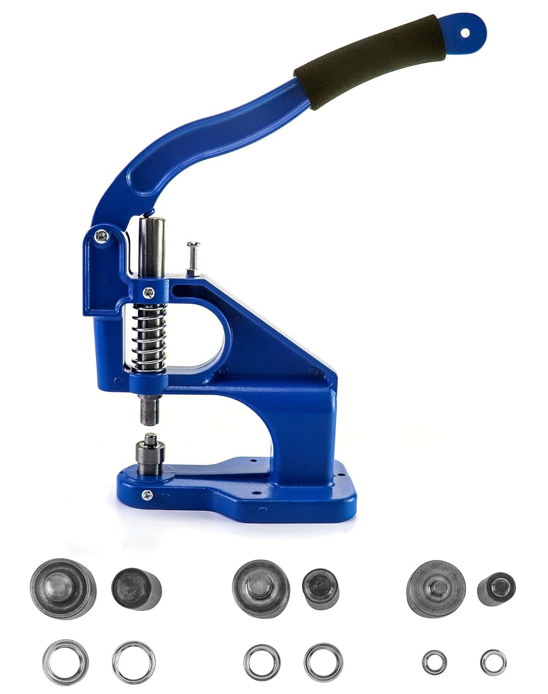 QWORK Ösenpresse Set, Handpresse Ösenmaschine Ösenzange Set Punch Tool Kit, mit 3 Stanzformen (6/10/