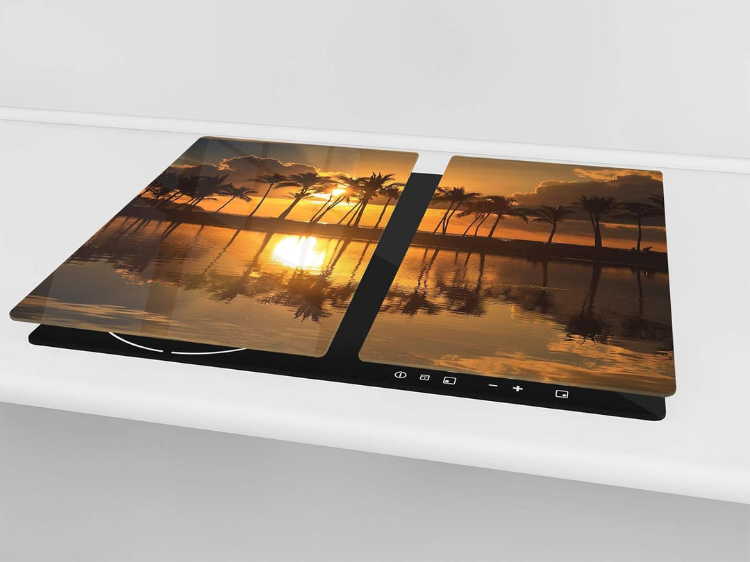 Küchenbrett aus Hartglas und Kochplattenabdeckung SINGLE mit 60 x 52 cm und DOUBLE - zwei Bretter mi