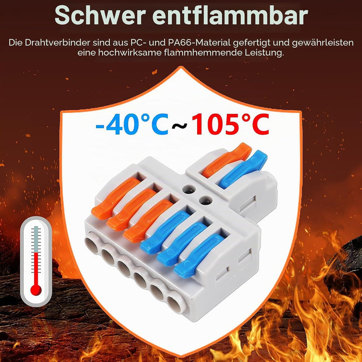 20 Stück Verbindungsklemme, 2 in 6 Out Quick Wire Connectors, Electrical Lever Nuts Wire Connectors
