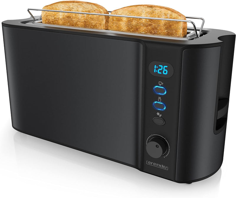 Arendo - Toaster Langschlitz 2 Scheiben - Defrost Funktion - 1000 W - Doppelwandgehäuse - Integriert