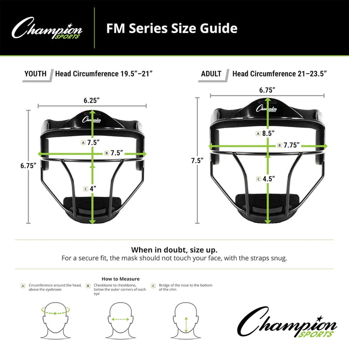 Champion Sports Softball-Gesichtsmaske – strapazierfähiger Fielder-Kopfschutz – Premium-Sport-Zubehö