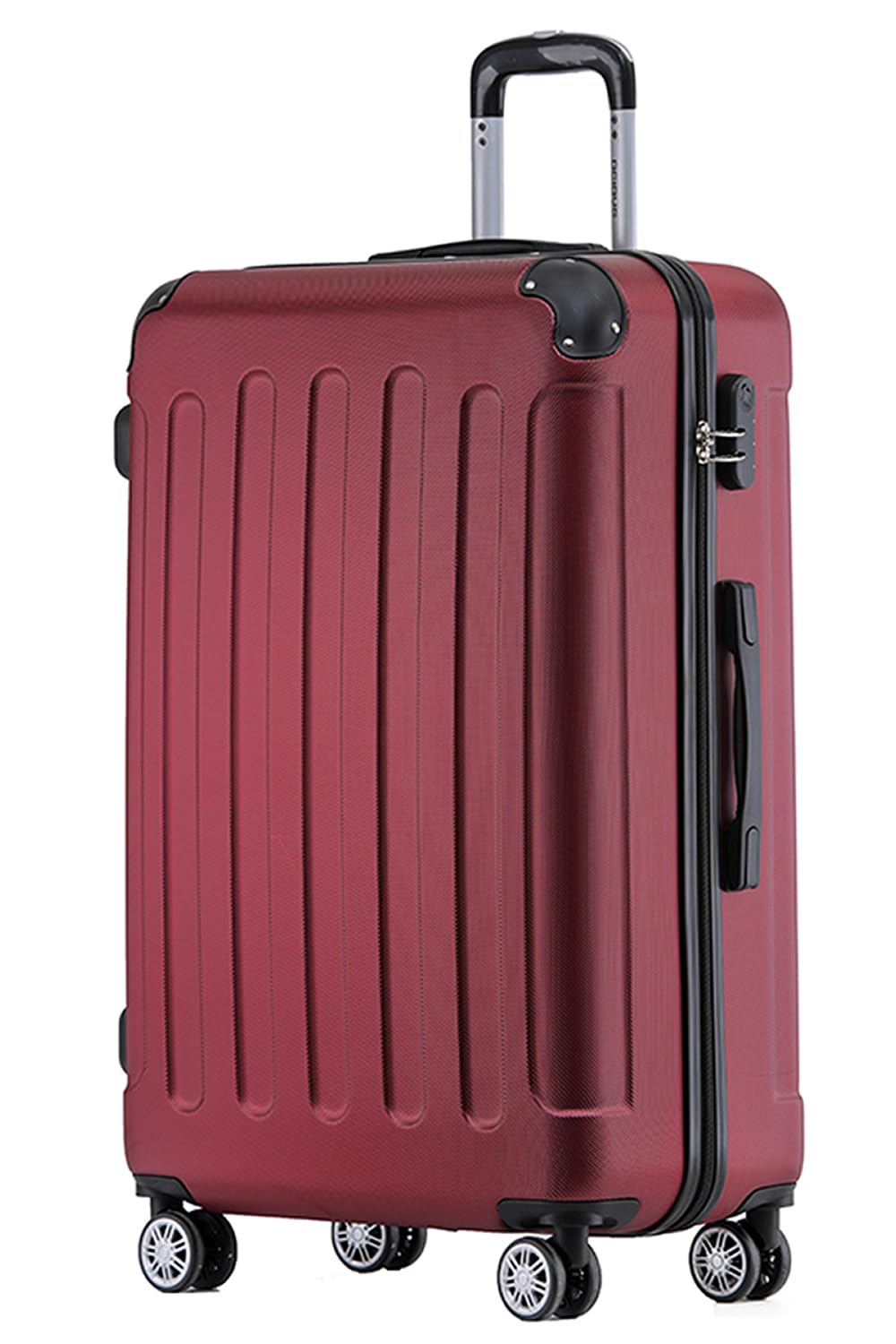 BEIBYE Zwillingsrollen Hardcase Reisekoffer Koffer Trolleys Hartschale in XL-L-M in 14 Farben (Weinr