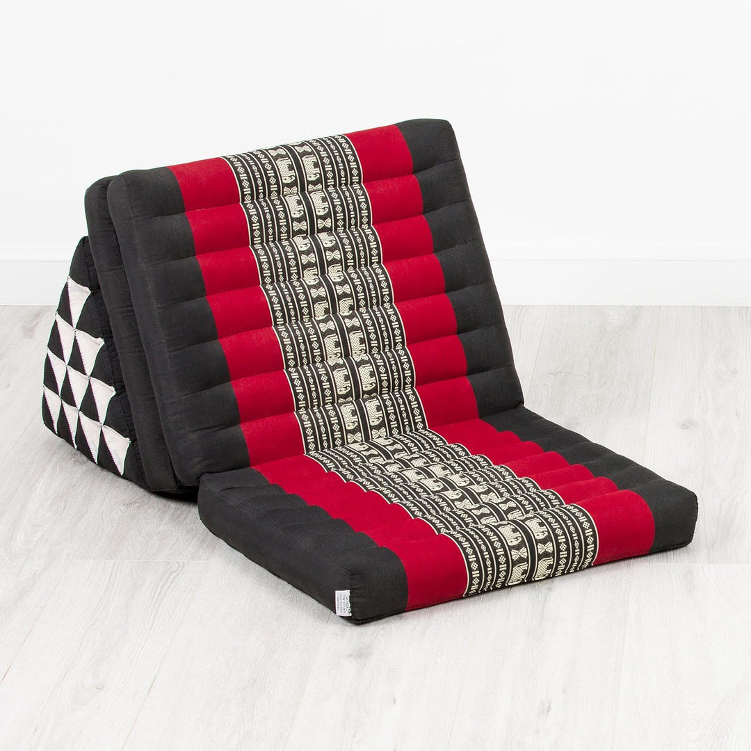 livasia Thaikissen 3 Auflagen extrahoch - 185x55x8cm - Dreieckskissen mit Klappmatratze, Kapok, Jumb